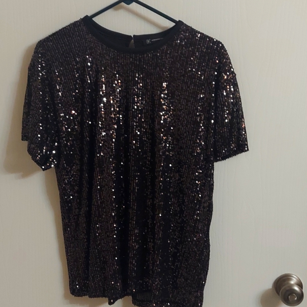 Deep black sequined top